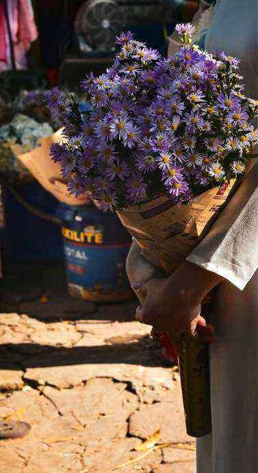 Florist preparing bouquet